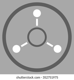 Radial Structure vector icon. Style is bicolor flat circled symbol, dark gray and white colors, rounded angles, silver background.