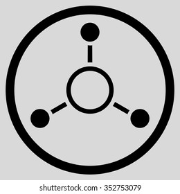 Radial Structure vector icon. Style is flat circled symbol, black color, rounded angles, light gray background.