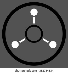 Radial Structure vector icon. Style is bicolor flat circled symbol, black and white colors, rounded angles, gray background.