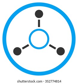 Radial Structure vector icon. Style is bicolor flat circled symbol, blue and gray colors, rounded angles, white background.