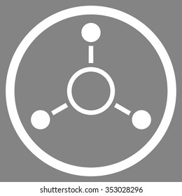 Radial Structure vector icon. Style is flat circled symbol, white color, rounded angles, gray background.