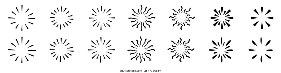 radial sun burst blast explode vector sun ray drawing doodle hand drawn sketch