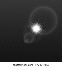 Radial sun rays and beams glare element 3d realistic vector illustration isolated on transparent background. layout. Photo flash bulb reflection abstract effect layout.