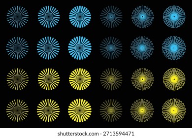 Radial Sunburst Circle Icon Pack - Colección Abstractas de Elementos de diseño geométricos de rayos concéntricos Starburst.