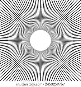 Radial Sunburst Pattern. Abstract Sun Rays Background. Vector Art.