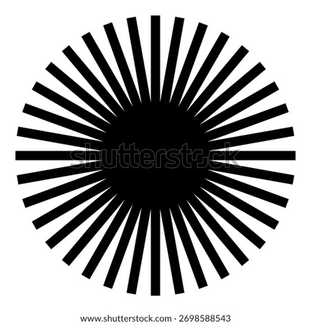 Radial sunburst pattern with black bars and central circle