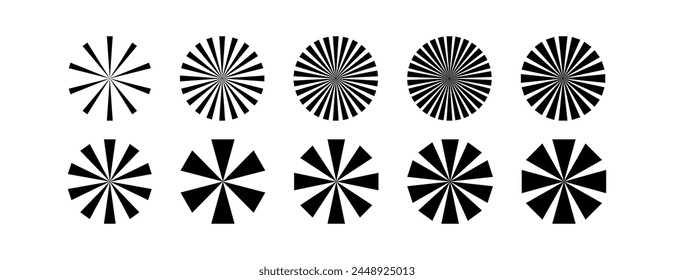 Radial Sunburst set elements design for logo branding wed posters banner sticker business vector illustration
