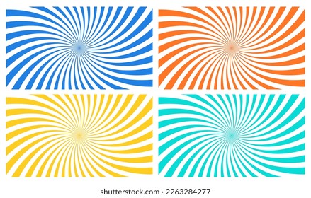 Radial Sunburst Wide Background Colorful Vector Set