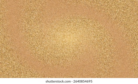 Radial Swirl Abstract Gradient Background. Gold Glitter texture.