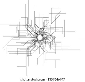 Radial Tech Elements Circular Burst of Rays / Spark