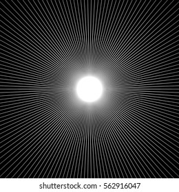 Radial thin lines burst element. Starburst, sunburst, flash shape. Sparkle, twinkle, flash pattern.