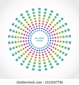 Radial triangles in circle form. Fireworks explosion background. Circular design element. Abstract geometric star rays. Design element for medical, treatment, cosmetic emblem
