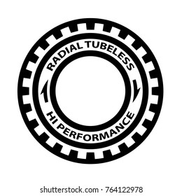 radial tubeless hi performance tyre symbol vector - illustration