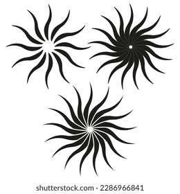 Radial twisted motif, abstract graphic. Editable vector. Vector illustration.