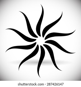 Radial twisted motif, abstract graphic. Editable vector.