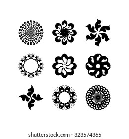 radial vector pattern floral monochrome 1
