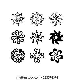 radial vector pattern floral monochrome 3