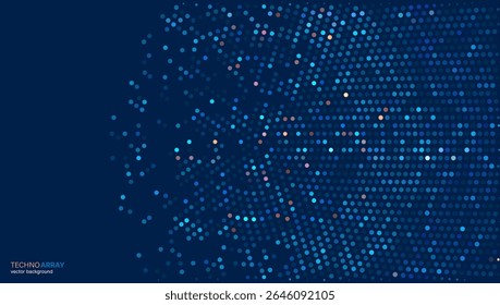 Radial vintage disco ball dotted pattern glittering circles halftone background combining 80s disco style vibe and modern technology style