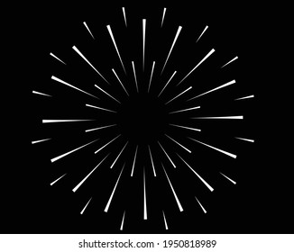 
Radial white speed lines in round form. Vector illustration. Fireworks. Star rays. Explosion. Design element for prints, web, template, logo, tattoo and pattern. Trendy design element