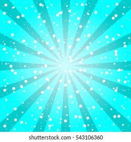 Radial winter background, snow falling, banner design template, vector illustration
