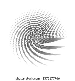 Radial wireframe a grid of lines and stripes on a white background Polygon circle pattern design element Abstract graphic round grid of radial lines Modern cyber technology geometric background Vector