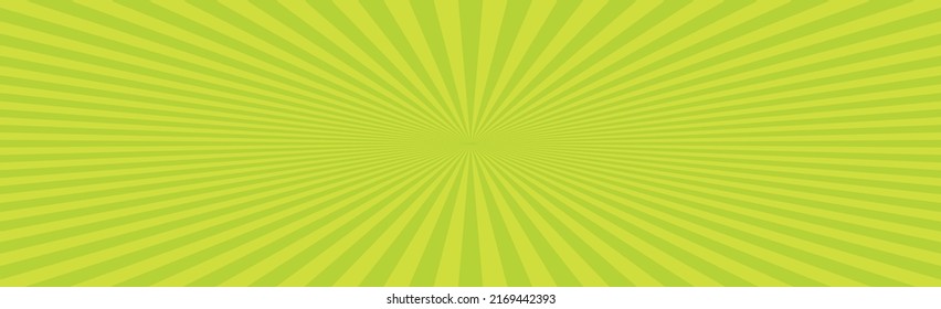 Radial yellow sun rays, bright panoramic background - Vector illustration