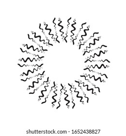 Radial zigzag Lines in Circle Form for comic books . Explosion background . Vector Illustration .Technology round Logo . Circular Design element . Abstract Geometric shape . 
