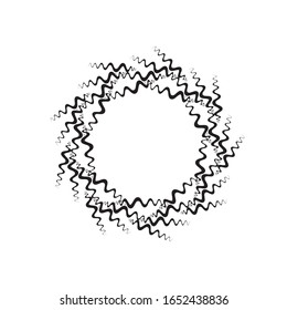 Radial zigzag Lines in Circle Form for comic books . Explosion background . Vector Illustration .Technology round Logo . Circular Design element . Abstract Geometric shape . 