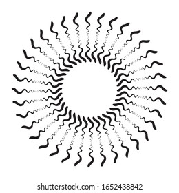 Radial zigzag Lines in Circle Form for comic books . Explosion background . Vector Illustration .Technology round Logo . Circular Design element . Abstract Geometric shape . 