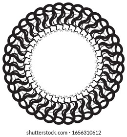 Radial zigzag Lines in Circle Form. Vector Illustration .Technology round Logo . Circular Design element . Abstract Geometric shape . 