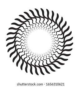 Líneas radiales de zigzag en forma circular. Ilustración de vectores. Logo circular de tecnología . Elemento de diseño circular . Forma geométrica abstracta . 