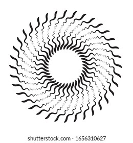 Radial zigzag Lines in Circle Form. Vector Illustration .Technology round Logo . Circular Design element . Abstract Geometric shape . 