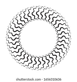 Radial zigzag Lines in Circle Form. Vector Illustration .Technology round Logo . Circular Design element . Abstract Geometric shape . 