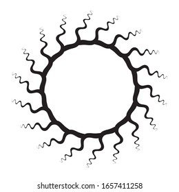 Radial zigzag Lines in Circle Form. Vector Illustration .Technology round Logo . Circular Design element . Abstract Geometric shape . 