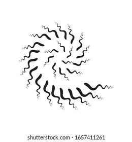 Radial zigzag Lines in Circle Form. Vector Illustration .Technology round Logo . Circular Design element . Abstract Geometric shape . 