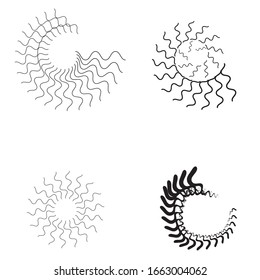 Radial zigzag Lines in Circle Form. Vector Illustration .Technology round Logo . Circular Design element . Abstract Geometric shape . 