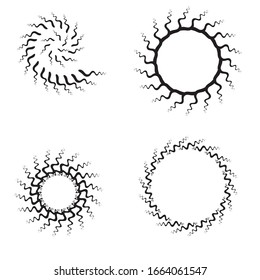 Radial zigzag Lines in Circle Form. Vector Illustration .Technology round Logo . Circular Design element . Abstract Geometric shape . 