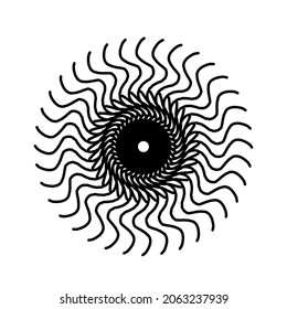 Radial zigzag lines in circle form.Vector Illustration. Circular design element. Abstract geometric shape.