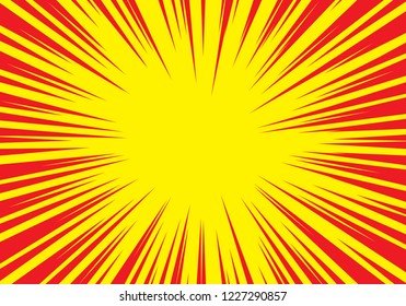 Radial zoom speed line red on yellow for comic background vector illustration.