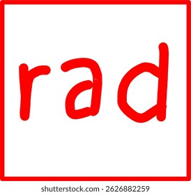 radian math symbol hand drawn, red math symbol in doodle style