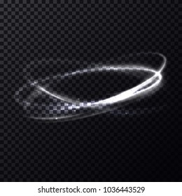 Radiance or luminosity of crossed rings or circles. Fading flare or flash on transparent background. Bokeh effect through lens. Perfectly fit for celebration or science brochure, poster template