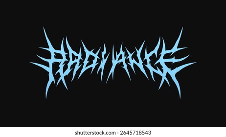 Radiance vector typography with sharp, spiky metal style. perfect for band logos, merch, streetwear, or dark abstract design
