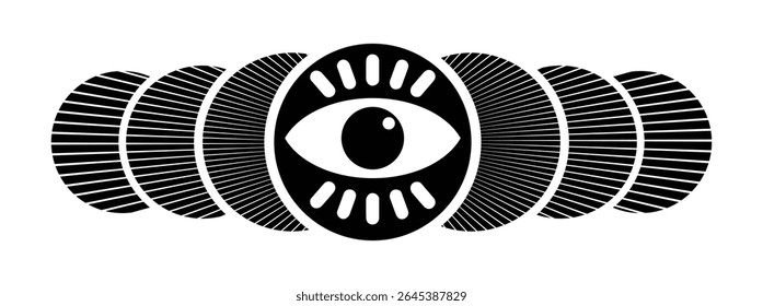 Radiant all-seeing eye – abstract optical symbol with concentric energy waves, The All-Seeing Eye.