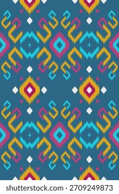 Strahlendes Aurora Ikat-Muster mit lebendigen Farbverlauf-Fäden und traditionellem handgefärbtem Charme