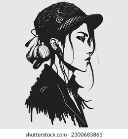 Radiant Beauty: A Stunning Portrayal of a Girl in Line Art