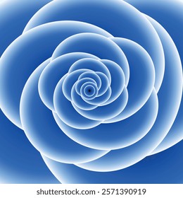 Radiant Bloom of Blue Serenity with Luminous Petals Spiraling into a Calm and Infinite Gradient Universe