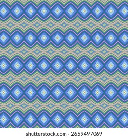 Patrón de diamante azul y verde radiante con ondas repetitivas y acentos brillantes. Perfecto para fondos modernos y estampados textiles. Diamante, brillante, onda, textil, digital.