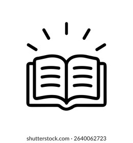 Radiant book of knowledge unfolds. Icon symbol illustration