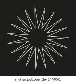 Radiant burst star. Sharp ray vector. Energetic flare motif. Deep black field.