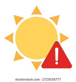 Símbolo celestial radiante. Vector de alerta meteorológica. Símbolo de exclamación integral. Radiación atmosférica de precaución. EPS 10.